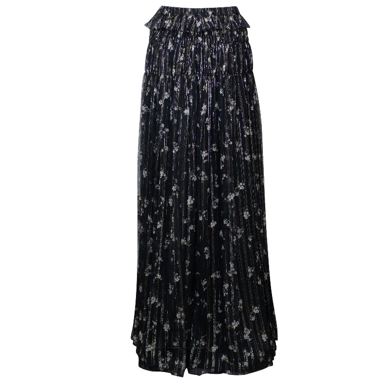 Fashionable Tops for Women Amiri Floral Chiffon Maxi Skirt - Black