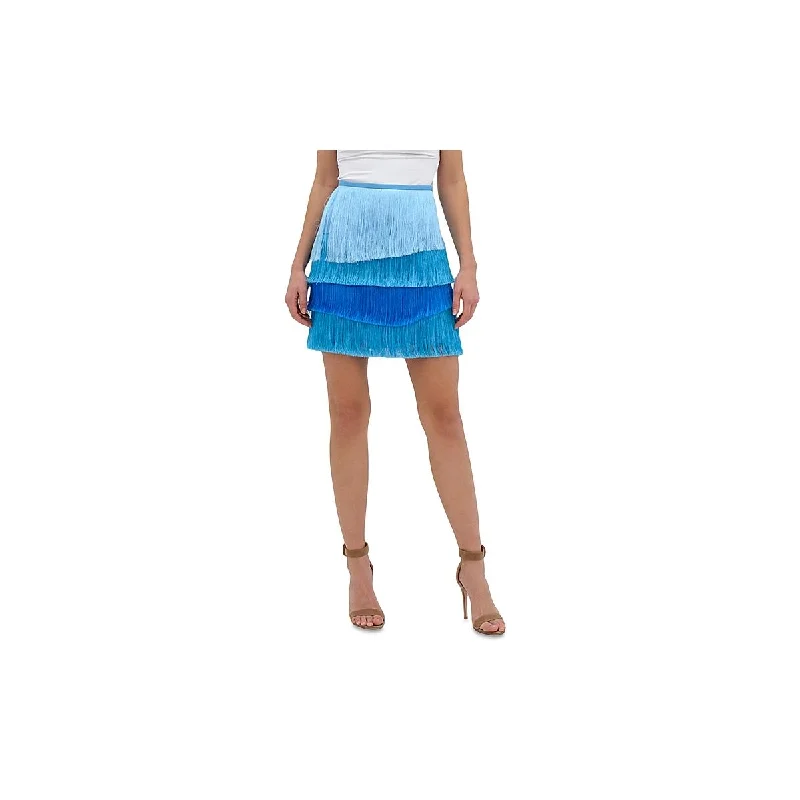 Best Online Women's Boutiques Odelia Womens Fringe Tiered Mini Skirt