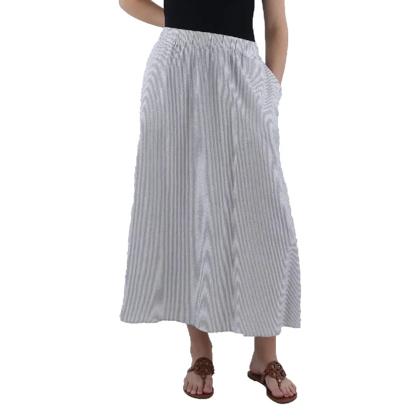 High-End Women's Apparel Womens Cotton Striped Midi Skirt