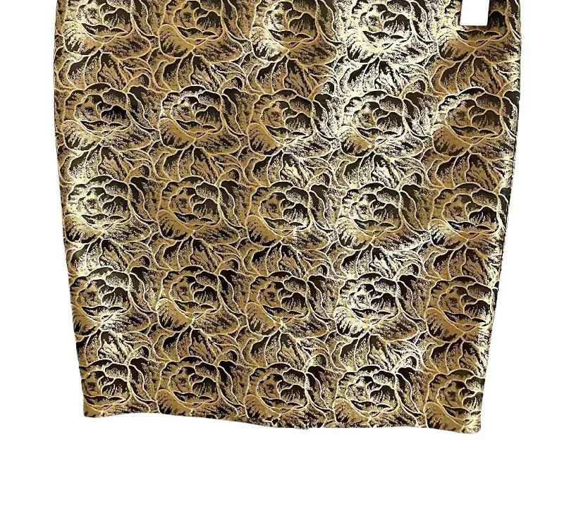 Affordable Women's Clothing Sale Online Women's Floral Jacquard Pencil Skirt In Gold