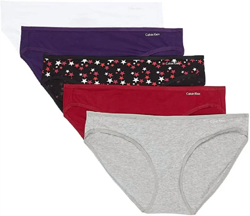 Casual Attire For Women Women's 5-Pack Form Bikini Bottom In Grey Heather/rebellious/twinkle Black/purple