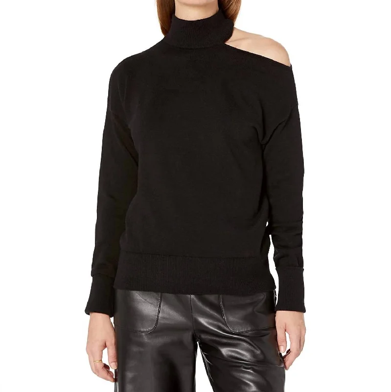 Designer Women's Fashion Online Magic Cold Shoulder Sweater In Black