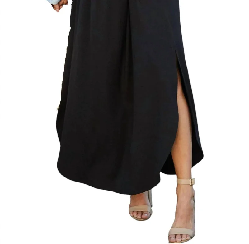 Casual Fashion Trends for Women Smocked Waistband Maxi Skirt In Black