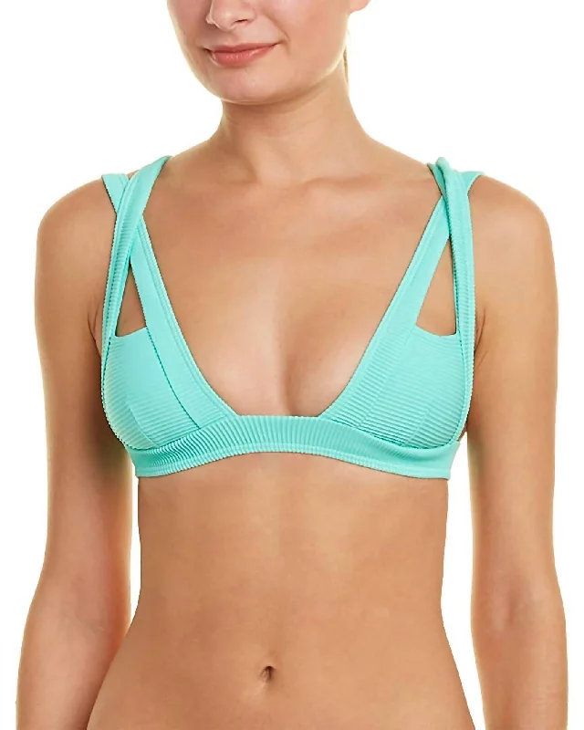 Modern Women's Apparel Solid Ribbed Multiple Strap Top In Mint