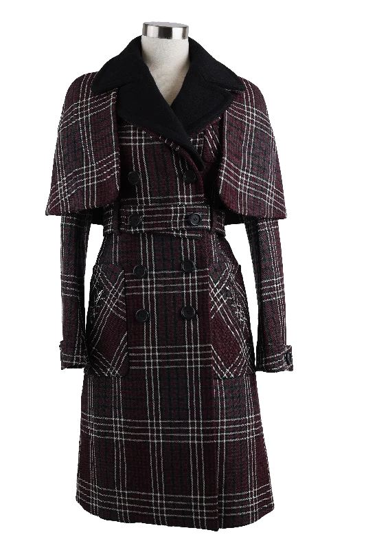 Chic Women's Clothing for Work and Travel Wool Tweed Double Breasted Dress Coat