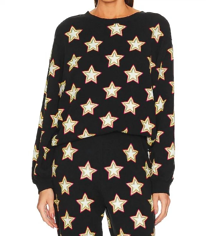 Women's Clothing Star Toss Pullover Top In Black