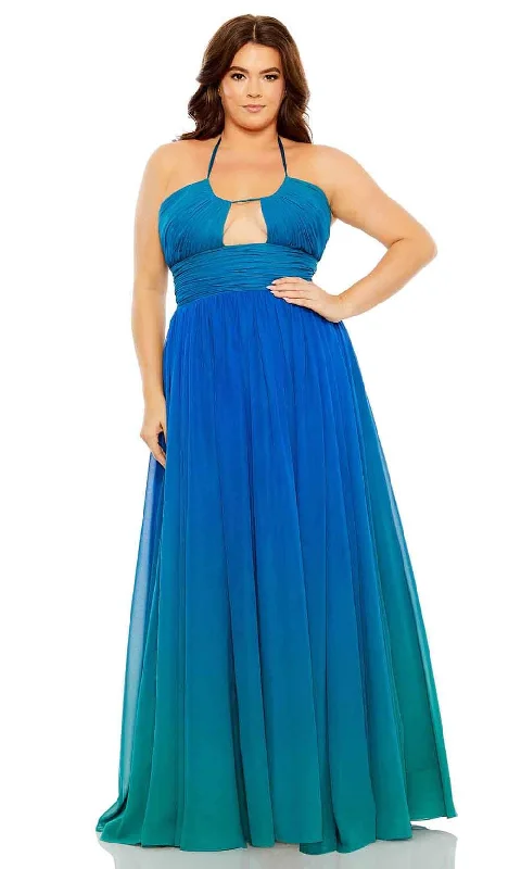 Women's Comfy Loungewear Outfit Mac Duggal 77017 - Ruched Halter Neck Prom Gown