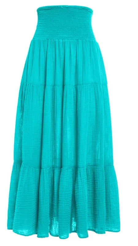 Women's Occasion Wear Clothing Smock Maxi Skirt In Emerald Bay