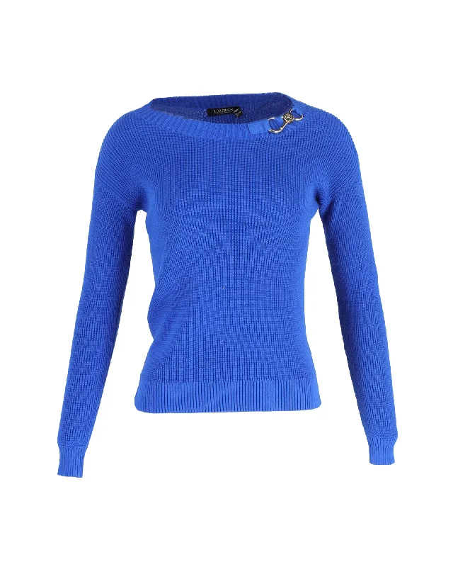 Chic Women's Garments Lauren Ralph Lauren Yaminah Long Sleeve Knit Jumper in Blue Cotton