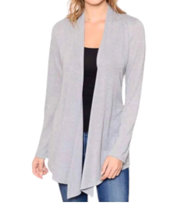 Online Clothing Boutiques Soft Solid Cardigans In Heathered Grey