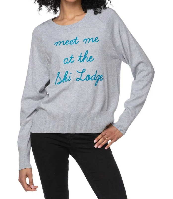 Trendy Women's Outfits for Casual Wear Embroidery Sweater In Meet Me At The Ski Lodge